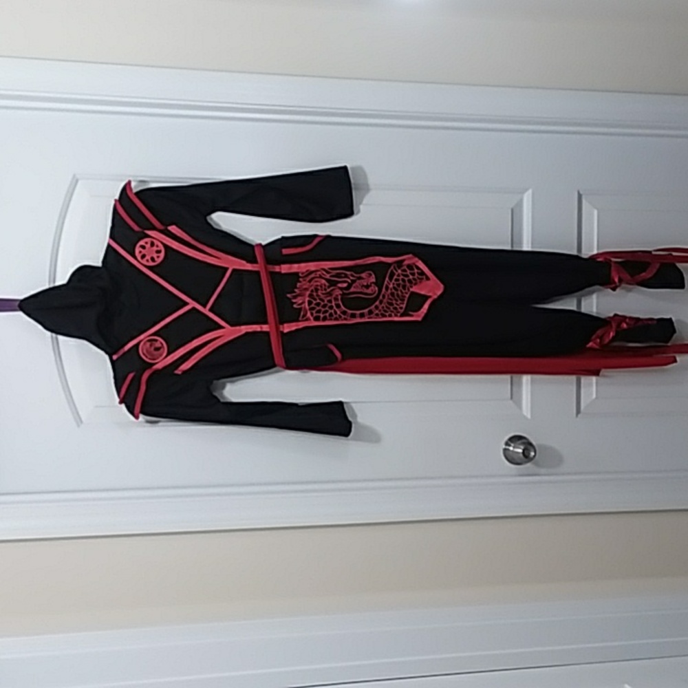 Kids Black & Red Hooded Ninja Costume